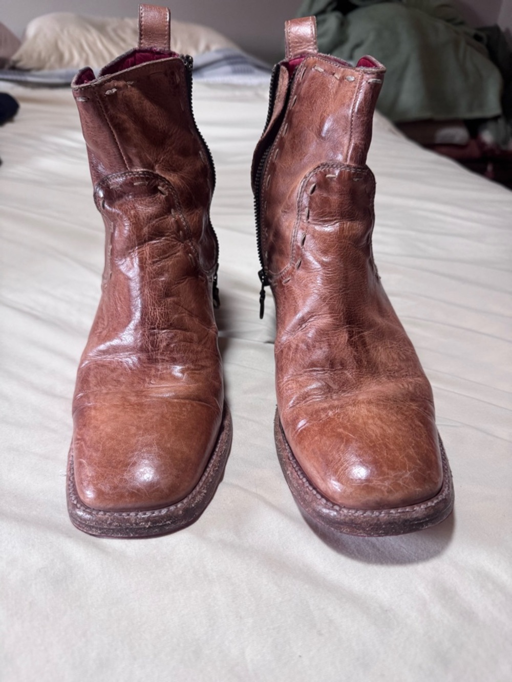Women’s Bed Stu whiskey Leather Zip Ankle Boots